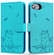 iPhone 16e / 17e Cute Cat Embossed Leather Phone Case - Lake Blue