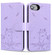 iPhone 16e / 17e Cute Cat Embossed Leather Phone Case - Purple