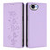 iPhone 16e / 17e Cute Cats Embossed Magnetic RFID Vegan Leather Phone Case - Light Purple