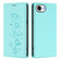 iPhone 16e / 17e Cute Cats Embossed Magnetic RFID Vegan Leather Phone Case - Mint Green
