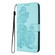 iPhone 16e / 17e Datura Flower Embossed Flip Leather Phone Case - Light Blue
