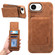 iPhone 16e / 17e Denior D28 Retro Texture RFID MagSafe Vertical Flip Card-slot Phone Case - Brown