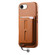 iPhone 16e / 17e Detachable Magnetic Card Bag Phone Case with Finger Ring Grip & Anti-loss Rope - Brown