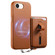 iPhone 16e / 17e Detachable Magnetic Card Bag Phone Case with Finger Ring Grip & Anti-loss Rope - Brown