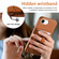 iPhone 16e / 17e Detachable Magnetic Card Bag Phone Case with Finger Ring Grip & Anti-loss Rope - Brown