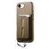 iPhone 16e / 17e Detachable Magnetic Card Bag Phone Case with Finger Ring Grip & Anti-loss Rope - Khaki