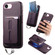 iPhone 16e / 17e Detachable Magnetic Card Bag Phone Case with Finger Ring Grip & Anti-loss Rope - Purple