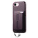 iPhone 16e / 17e Detachable Magnetic Card Bag Phone Case with Finger Ring Grip & Anti-loss Rope - Purple