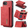 iPhone 16e / 17e DG.MING M1 Series 3-Fold Multi Card Wallet Leather Phone Case - Red