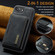 iPhone 16e / 17e DG.MING M2 Series 3-Fold Card Bag Wallet Leather Phone Case - Black