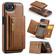 iPhone 16e / 17e DG.MING M5 Series Zip RFID Multi Card Detachable Leather Phone Case - Brown