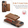 iPhone 16e / 17e DG.MING M5 Series Zip RFID Multi Card Detachable Leather Phone Case - Brown