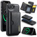 iPhone 16e / 17e DG.MING M6 Series RFID Tri-fold Card Bag Removable Leather Phone Case - Black