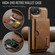 iPhone 16e / 17e DG.MING M6 Series RFID Tri-fold Card Bag Removable Leather Phone Case - Brown