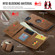 iPhone 16e / 17e DG.MING M6 Series RFID Tri-fold Card Bag Removable Leather Phone Case - Brown