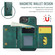 iPhone 16e / 17e DG.MING M6 Series RFID Tri-fold Card Bag Removable Leather Phone Case - Green