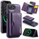 iPhone 16e / 17e DG.MING M6 Series RFID Tri-fold Card Bag Removable Leather Phone Case - Purple