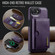 iPhone 16e / 17e DG.MING M6 Series RFID Tri-fold Card Bag Removable Leather Phone Case - Purple