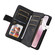 iPhone 16e / 17e Dual-color 9 Card Slots Zipper Wallet Leather Phone Case - Black