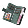 iPhone 16e / 17e Dual-color 9 Card Slots Zipper Wallet Leather Phone Case - Green