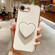 iPhone 16e / 17e Electroplating Love Heart Holder TPU Phone Case - White
