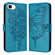 iPhone 16e / 17e Embossed Butterfly Leather Phone Case - Blue