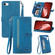 iPhone 16e / 17e Embossed Flower Zipper Leather Phone Case - Blue
