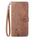 iPhone 16e / 17e Embossed Flower Zipper Leather Phone Case - Brown