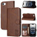iPhone 16e / 17e Embossed Happy Cat Pattern Flip Leather Phone Case - Brown