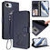 iPhone 16e / 17e Embossed Heart Cat Leather Phone Case with Hand Strap - Blue
