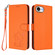 iPhone 16e / 17e Embossed Heart Cat Leather Phone Case with Hand Strap - Orange