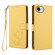 iPhone 16e / 17e Embossed Heart Cat Leather Phone Case with Hand Strap - Yellow
