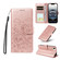 iPhone 16e / 17e Embossed Heart Dog RFID Blocking Wallet Leather Phone Case - Rose Gold