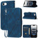 iPhone 16e / 17e Embossed Line Leather Phone Case with Lanyard - Blue
