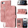 iPhone 16e / 17e Embossed Line Leather Phone Case with Lanyard - Pink