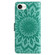 iPhone 16e / 17e Embossed Sunflower Pattern Flip Leather Phone Case - Green