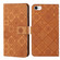 iPhone 16e / 17e Ethnic Style Embossed Pattern Leather Phone Case - Brown