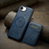 iPhone 16e / 17e Fierre Shann Cowhide Vertical Flip Magnetic Card Holder Phone Case - Blue
