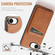 iPhone 16e / 17e Fierre Shann Cowhide Vertical Flip Magnetic Card Holder Phone Case - Brown