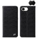 iPhone 16e / 17e Fierre Shann Crocodile Texture Magnetic Genuine Leather Phone Case - Black