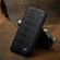 iPhone 16e / 17e Fierre Shann Crocodile Texture Magnetic Genuine Leather Phone Case - Black
