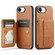 iPhone 16e / 17e Fierre Shann Oil Wax Cow Leather Card Holder Back Phone Case - Brown
