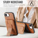iPhone 16e / 17e Fierre Shann Oil Wax Cow Leather Card Holder Back Phone Case - Brown