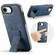 iPhone 16e / 17e Fierre Shann Oil Wax Cow Leather Holder Back Phone Case - Blue