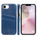 iPhone 16e / 17e Fierre Shann Retro Oil Wax Texture Card Slots PU Leather Phone Case - Blue