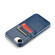iPhone 16e / 17e Fierre Shann Retro Oil Wax Texture Card Slots PU Leather Phone Case - Blue