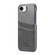 iPhone 16e / 17e Fierre Shann Retro Oil Wax Texture Card Slots PU Leather Phone Case - Grey