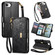 iPhone 16e / 17e Flowers Leaves Zipper Wallet Leather Phone Case with Strap - Black