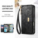 iPhone 16e / 17e Flowers Leaves Zipper Wallet Leather Phone Case with Strap - Black