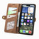 iPhone 16e / 17e Geometric Zipper Wallet Side Buckle Leather Phone Case - Brown
